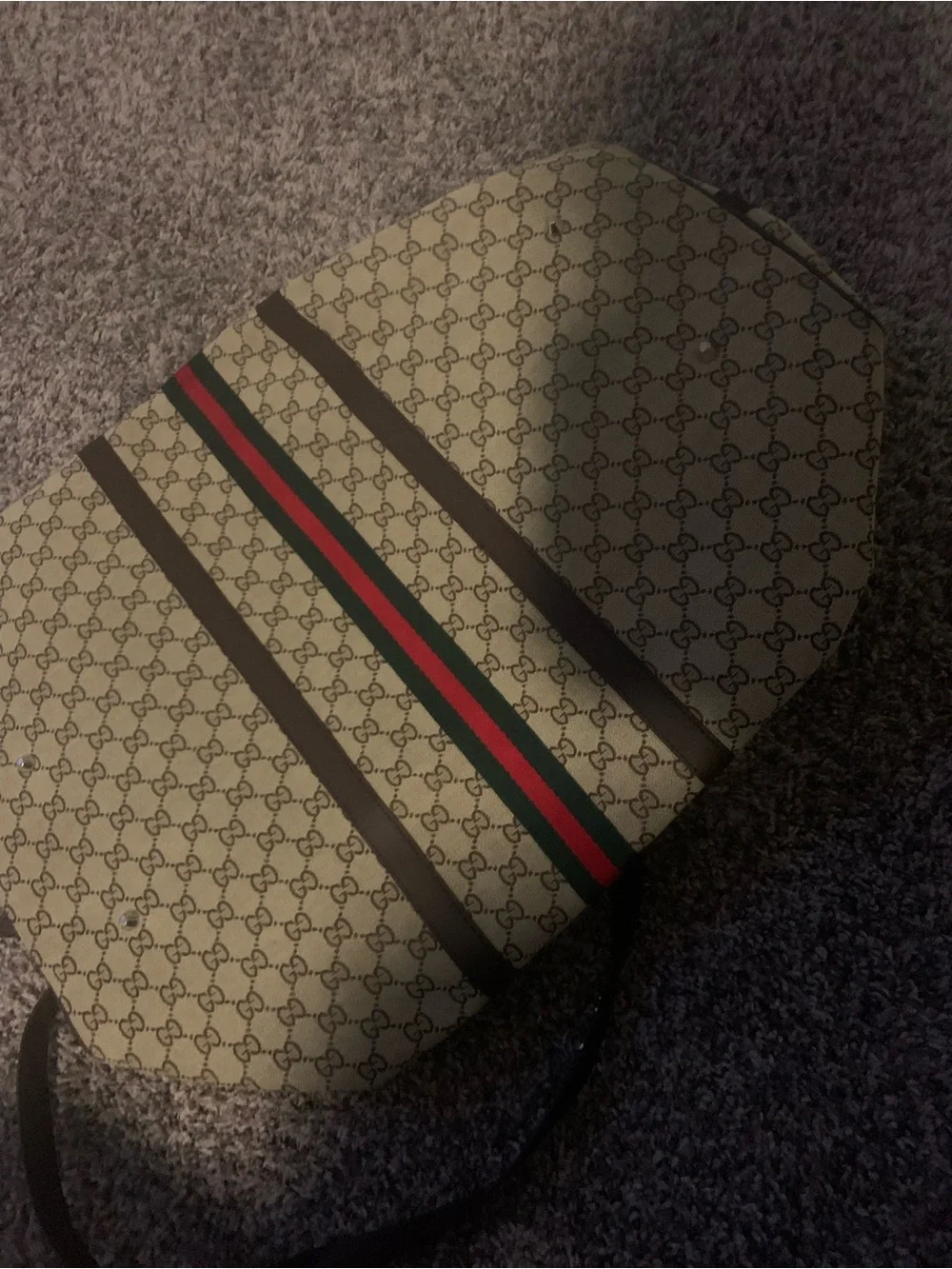 Gucci Brown Monogram Weekend Bag with Red & Green Web Stripe